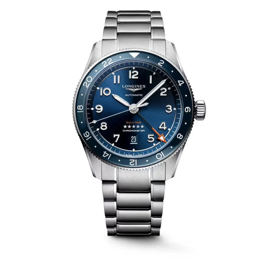 Longines zulu time in blue dial with stainless steel case in 42mm with blue dial with 5 years of warranty