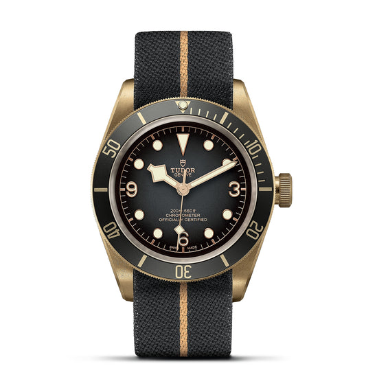 Tudor black bay M79250BA-0002
bronze mens watch 43mm bronze case with fabric case available at swiss paradise
