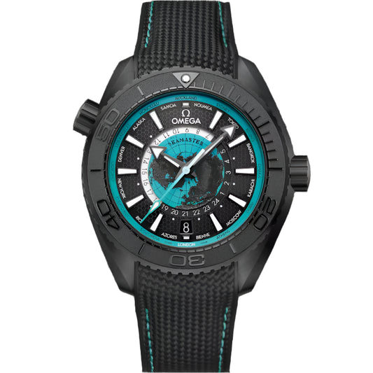 Omega New Seamaster Planet Ocean 600M 45.5 mm, black ceramic on rubberstrap