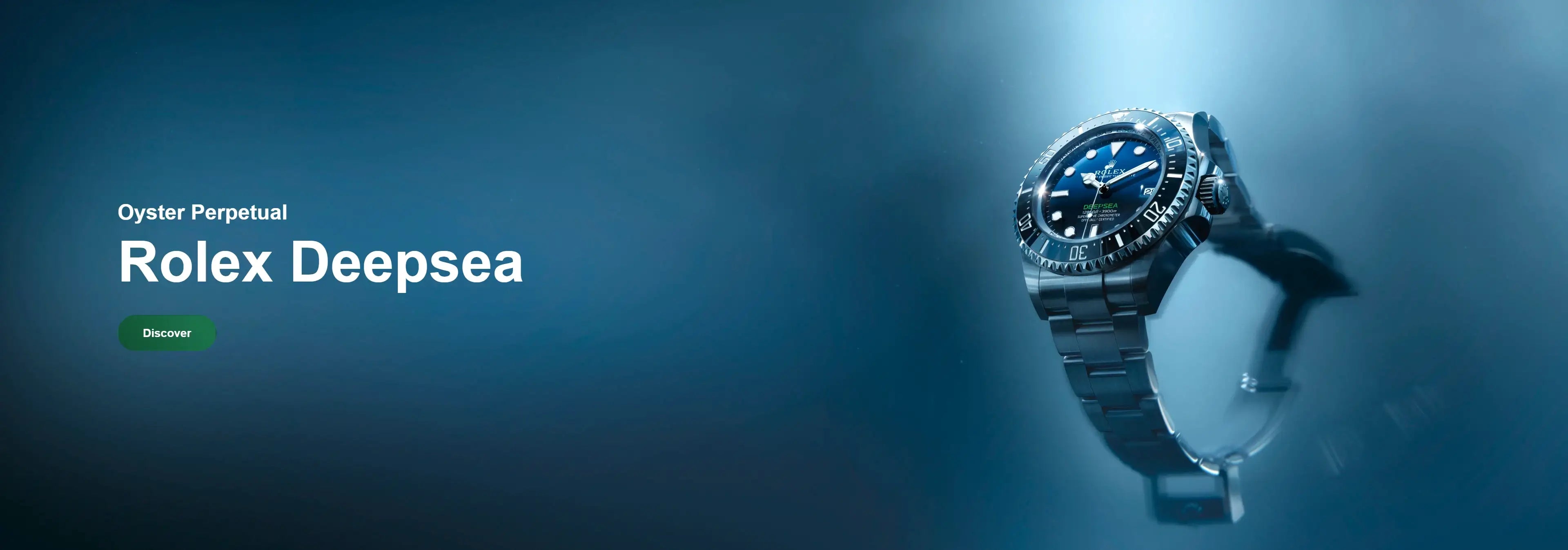 Rolex Deepsea Oyster Perpetual watch with a dark blue dial.