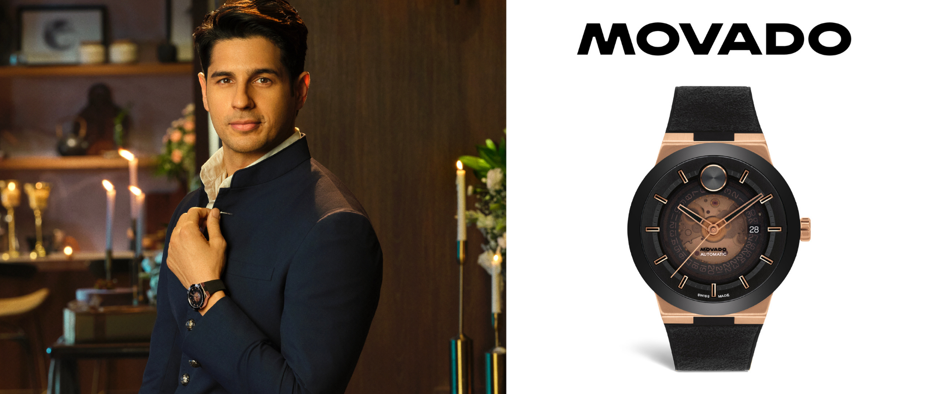 Movado Bold Fusion Automatic watch with siddharth malhotra as their Brand ambasador.