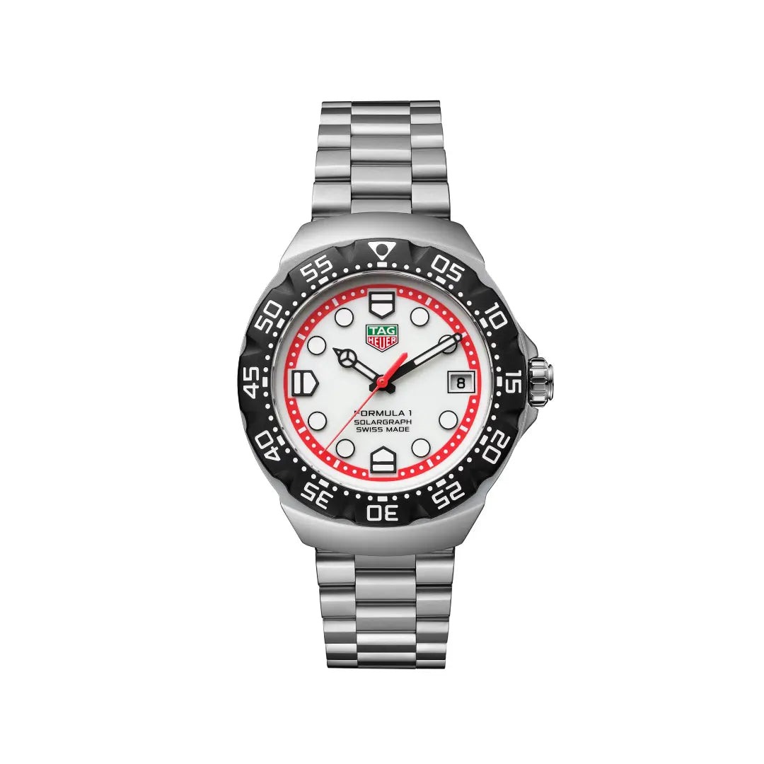 Tag Heuer formula 1 solargraph in white dial at swiss paradise 