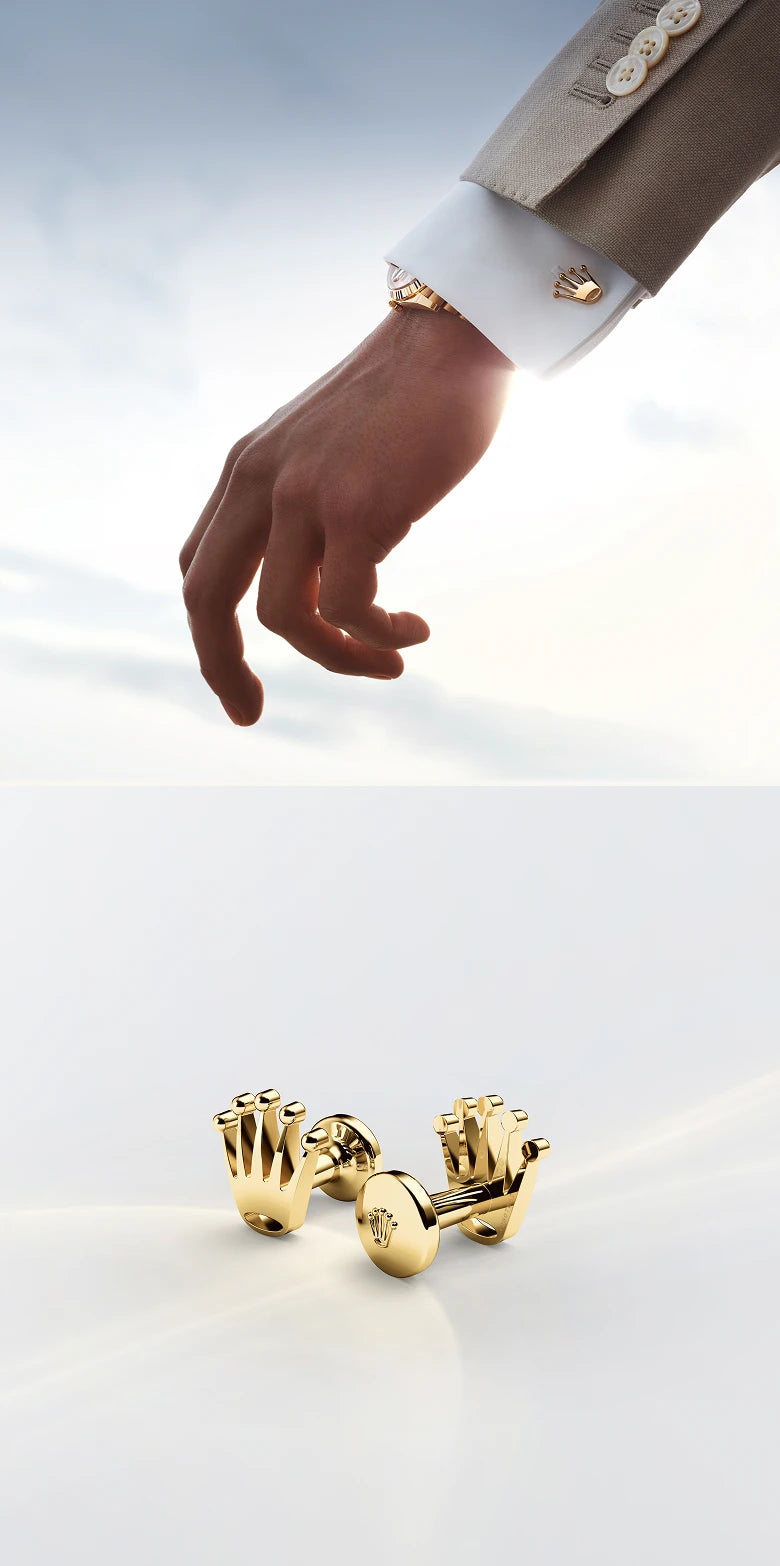 ‘Crown’ cufflinks<br>A symbol to have on hand